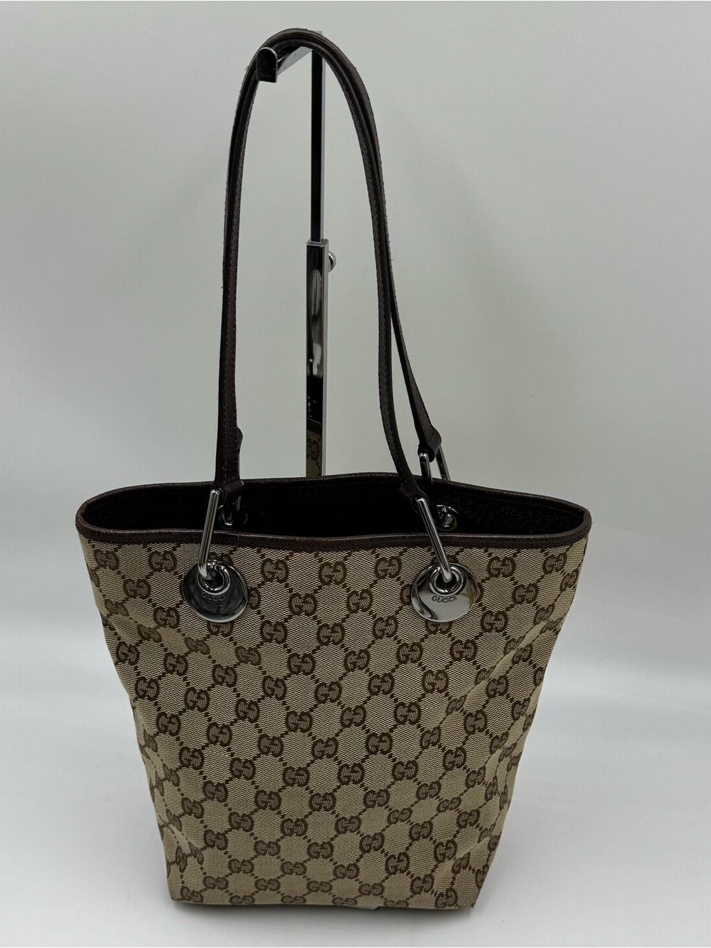Gucci Beige & Brown GG Canvas Shoulder Tote - Picture 4 of 11
